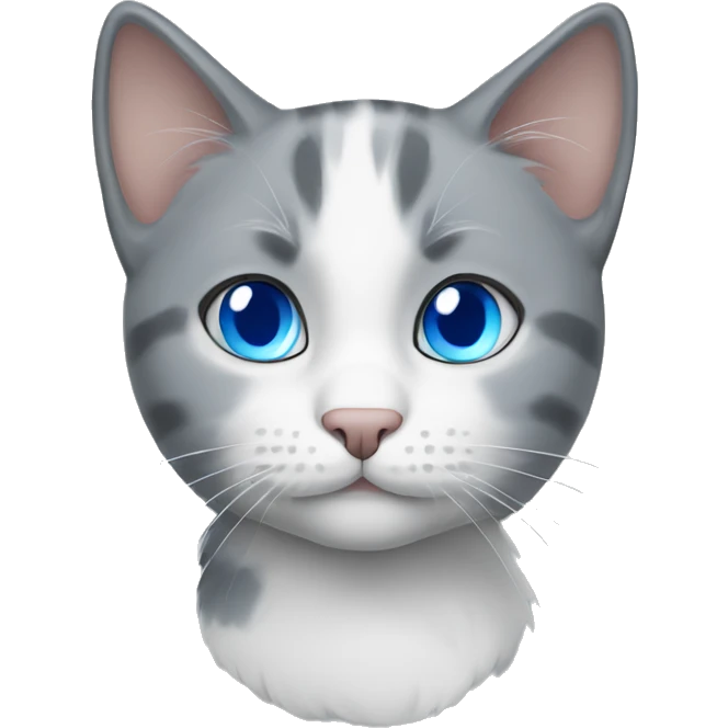 gray and white cat with blue eyes emoji