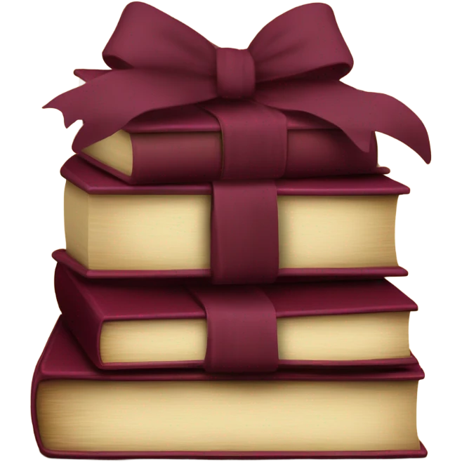 burgundy books stacked up and tied together by a burgundy bow emoji