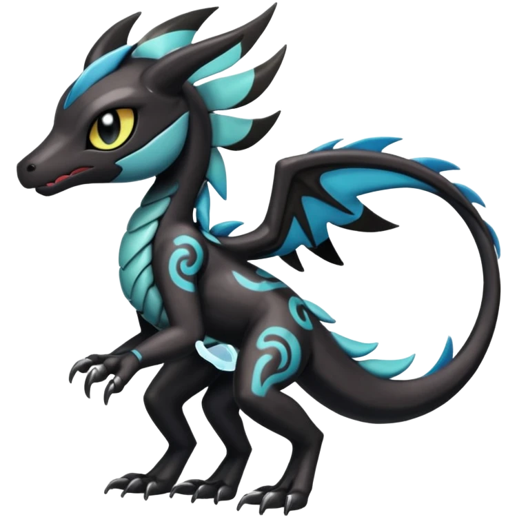 Colorful Shiny Smooth Glossy Soft Pure Cute Meloetta-Venom-Zekrom-Salandit-fusion, full body, tribal markings  emoji