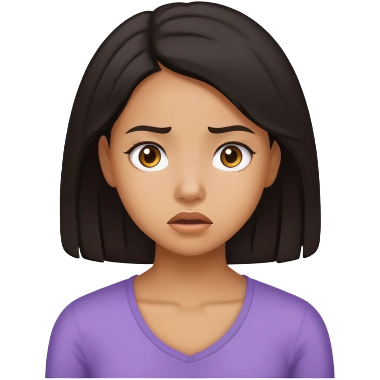 Biracial girl with dark hair stressed emoji