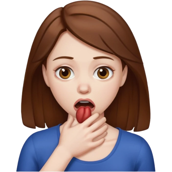 woman with brown hair choking herself out emoji