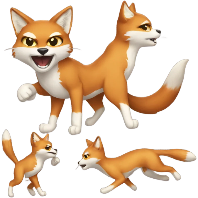 Cat fight Fox emoji