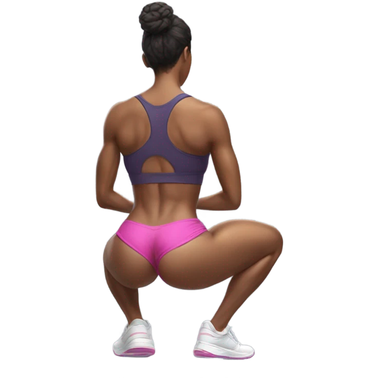 fitness model squating pose back view hyperealistic emoji