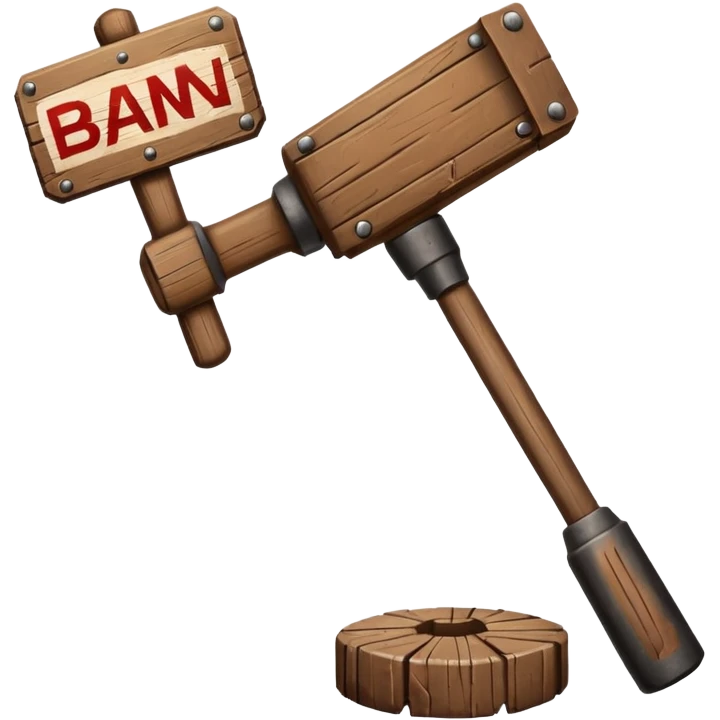 Banhammer with sign BAN! emoji