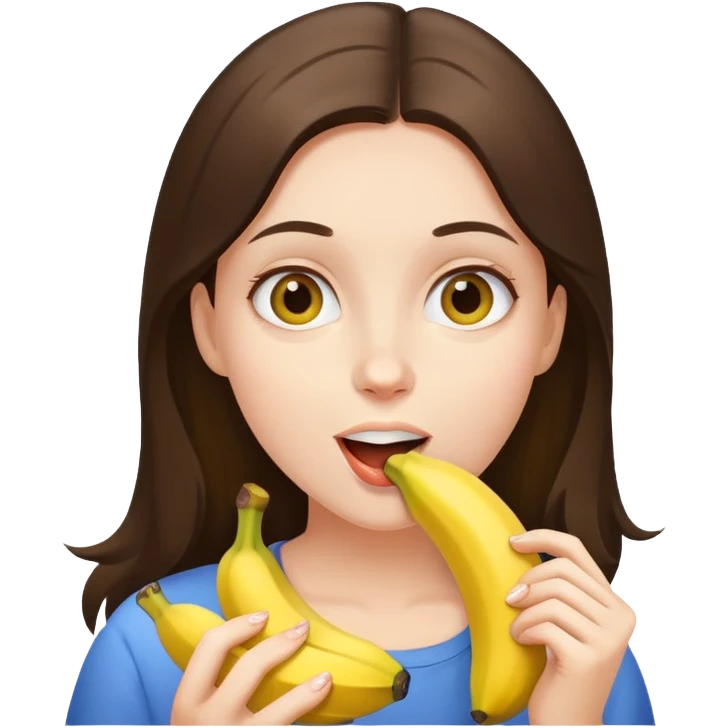 Brunette girl eating a banana emoji