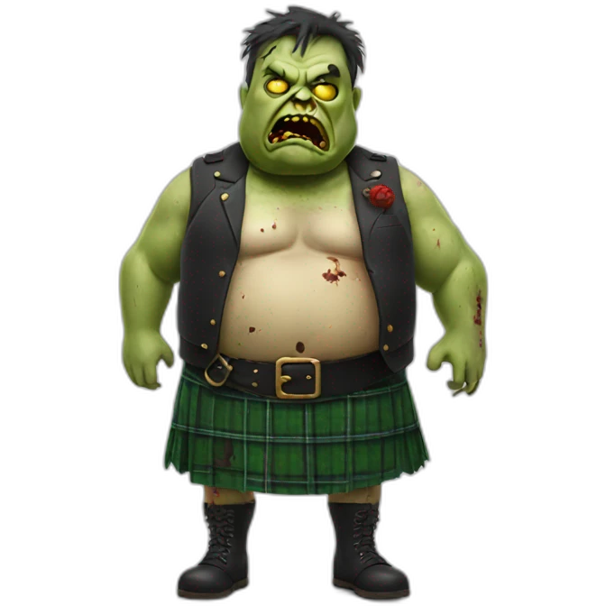 fat zombie wearing a kilt hyperrealistic emoji