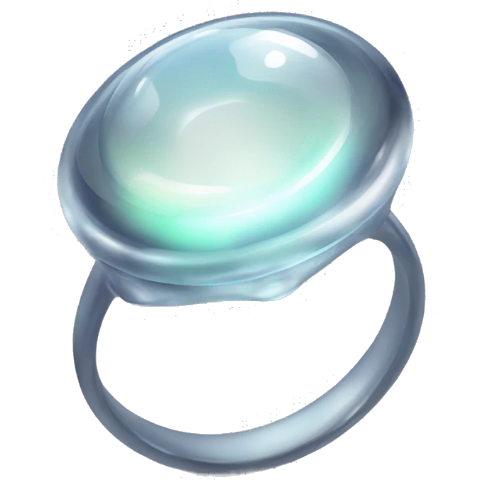 glass amorphous ring, transparent ring, white ring with a gemstone inside emoji