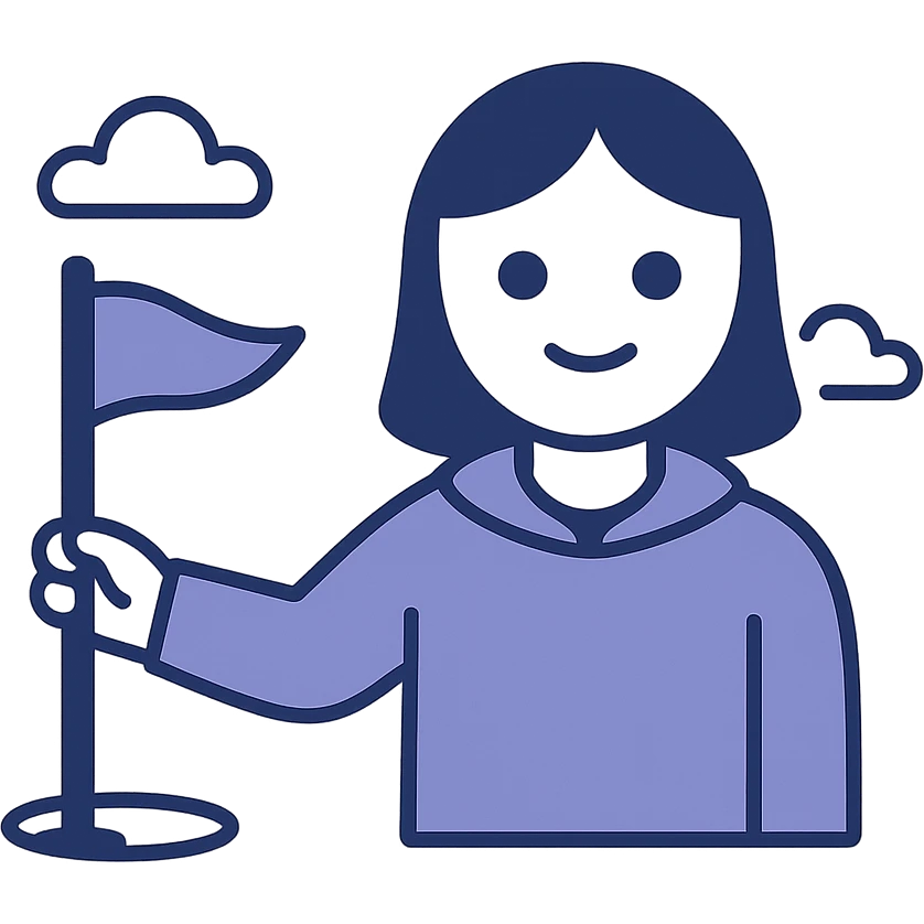 TeeTalk app icon: a golf flag and digital assistant face, playful and inviting, for a golf caddie AI app emoji