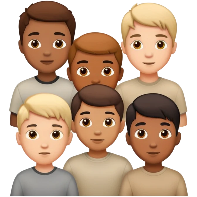 Seven boys standing together as a group emoji