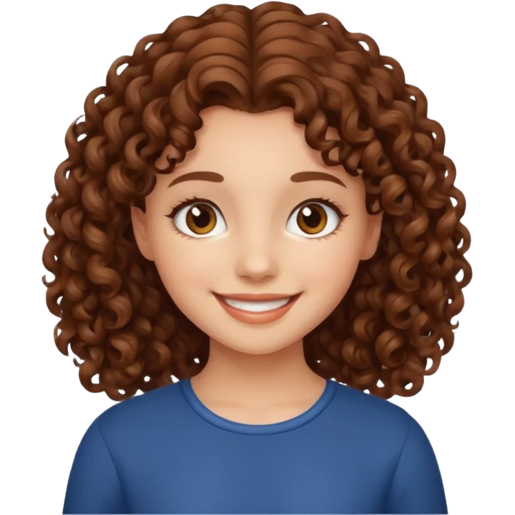 crée moi une jeune fille très belle avec les cheveux bouclés brune emoji