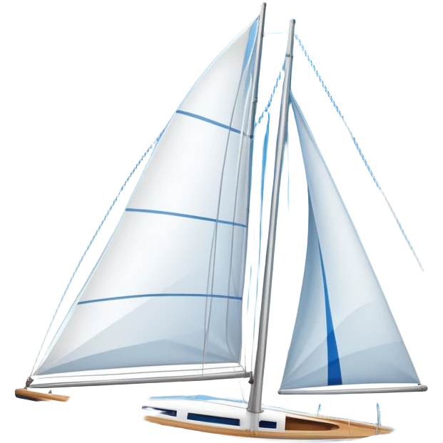 An icon featuring a sleek sailboat with billowing sails cutting through the waves. The design includes the boat's mast, a wind-filled sail, and water splashes, symbolizing the thrill and skill of sailing. Transparent background highlights the elegance and power of wind-driven sports. emoji