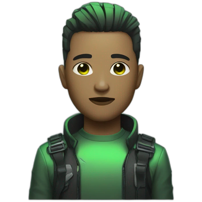 Cyberpunk men with green gradient and short hair emoji
