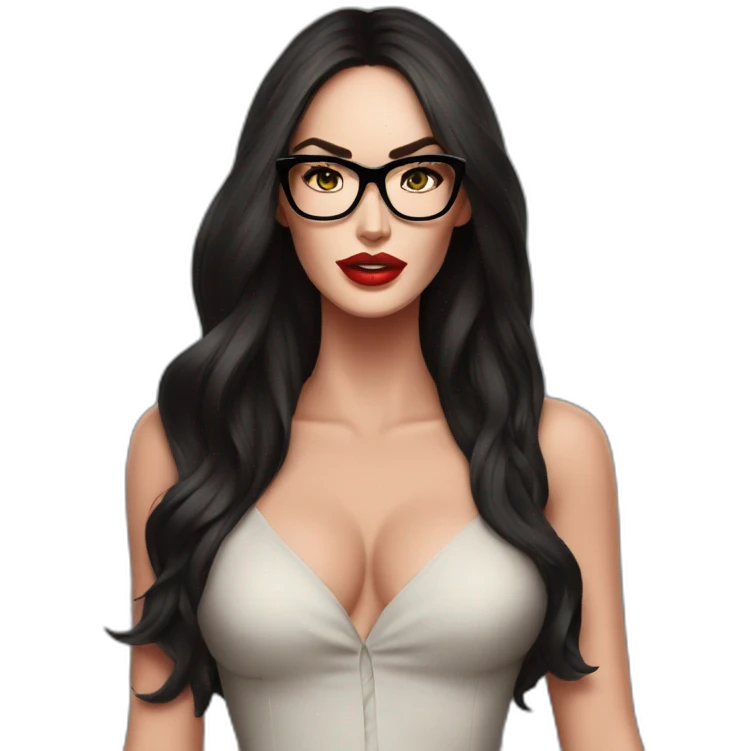 Megan Fox con lentes y vestido largo emoji