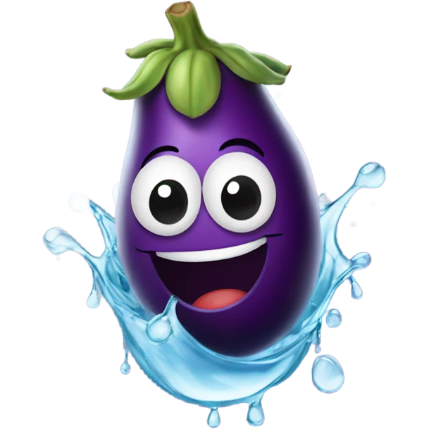 Eggplant with water flying out  emoji