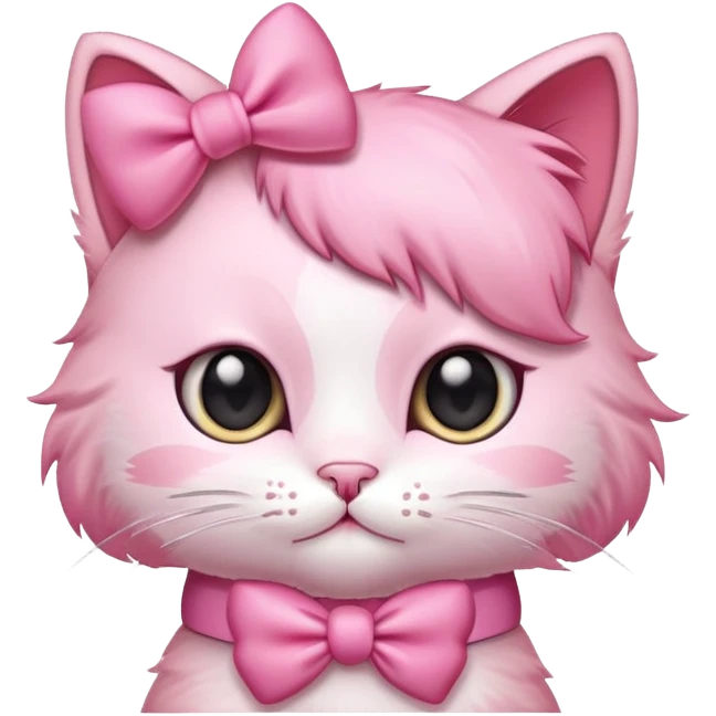 Cute pink kitty with a pink bow emoji