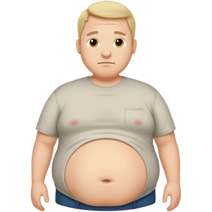 Male has bloated belly in t-shirt emoji