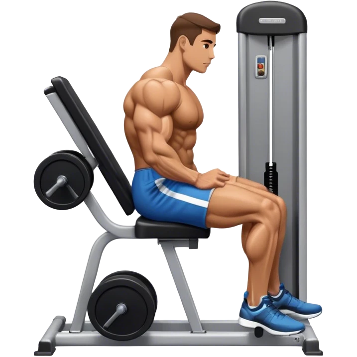side-view bodybuilder seated weighted calf-raise machine lower leg exercise emoji