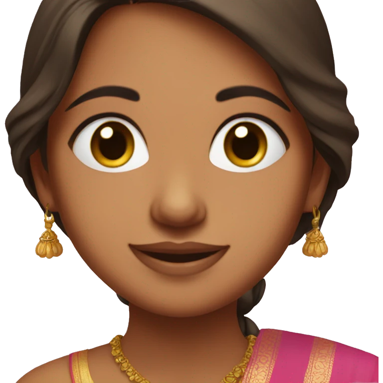 indian girl with brown hair in a pink sari emoji