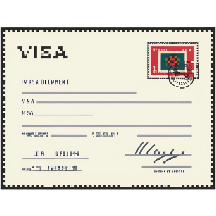 Visa document with official stamp emoji