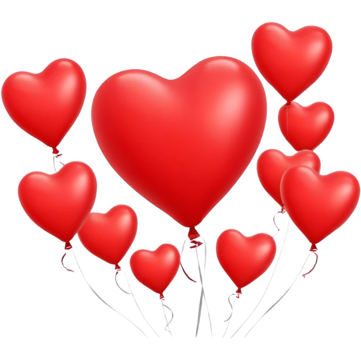 Realistic red heart balloons emoji