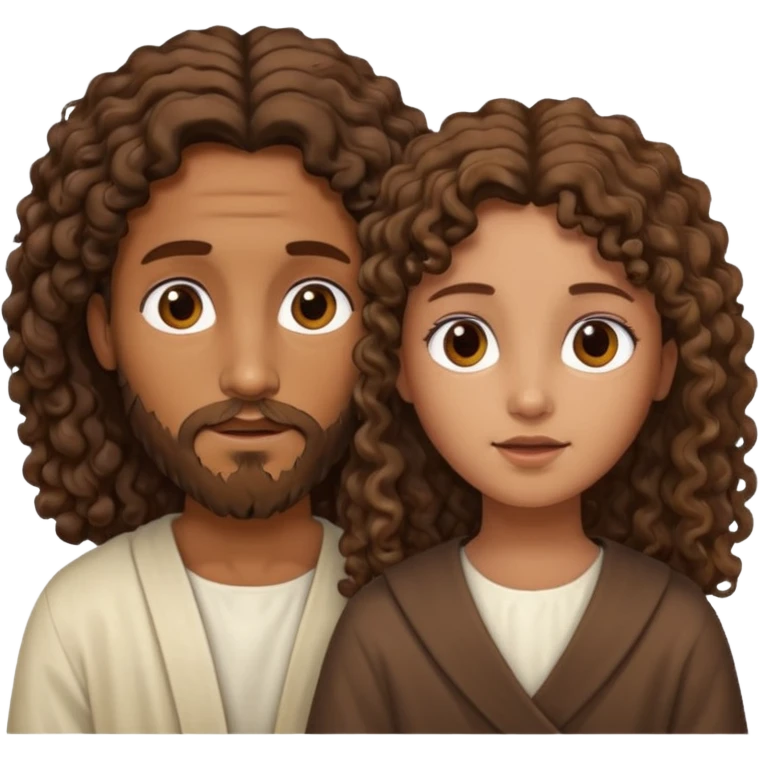 Jesus y una niña morena y crespa  emoji