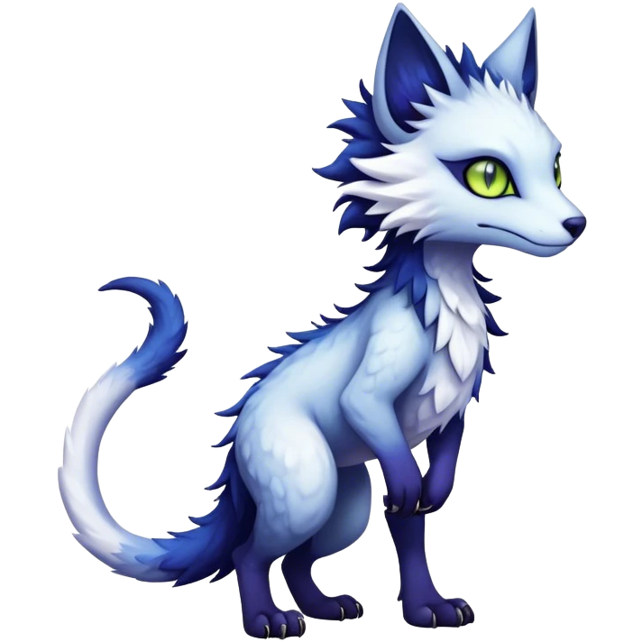 Kawaii dark edgy fantasy ethereal feline-vernid-sergal-fursona animal creature with a tufted tail full body with intricate markings  emoji