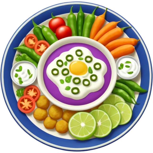 Pakistani dish named chaat its has yougurt and green chilli and vegetables in it mix it all emoji