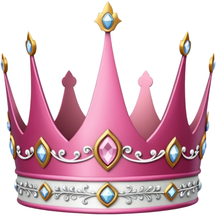 glitter pink and white queen crown emoji