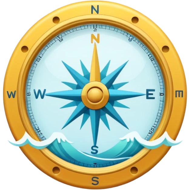 Adventure Finder
A minimal emoji-style compass with ocean waves in the background, representing adventure and exploration. Flat design, bright colors, soft shadows, white background. emoji