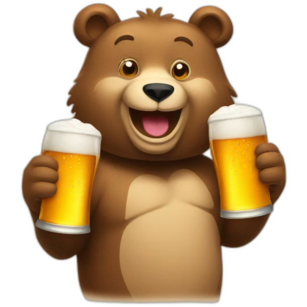 Happy bear having beer emoji