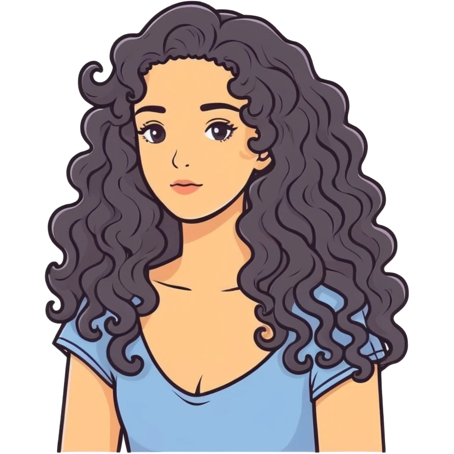 Woman with long curly hair emoji