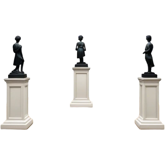 An icon featuring an elegant art gallery with classic paintings hanging on the walls, and sculptures displayed on pedestals. Visitors admire the exhibits, capturing the essence of culture, history, and art. Set against a transparent background. emoji