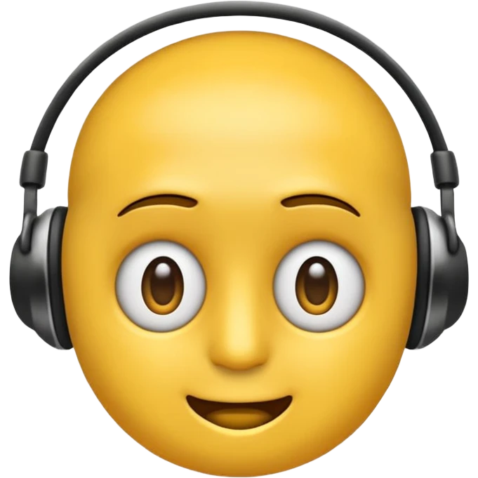 Ein gelber runder Emoji mit geschlossenen augen Augen. Total im moment. Glücklich, leichtes lächeln. Verträumt. Leichtigkeit. Freiheit. Overearkopfkörer auf dem kopf emoji