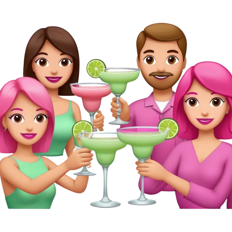 Pink margarita and pale green margarita glasses clinking in celebration  emoji