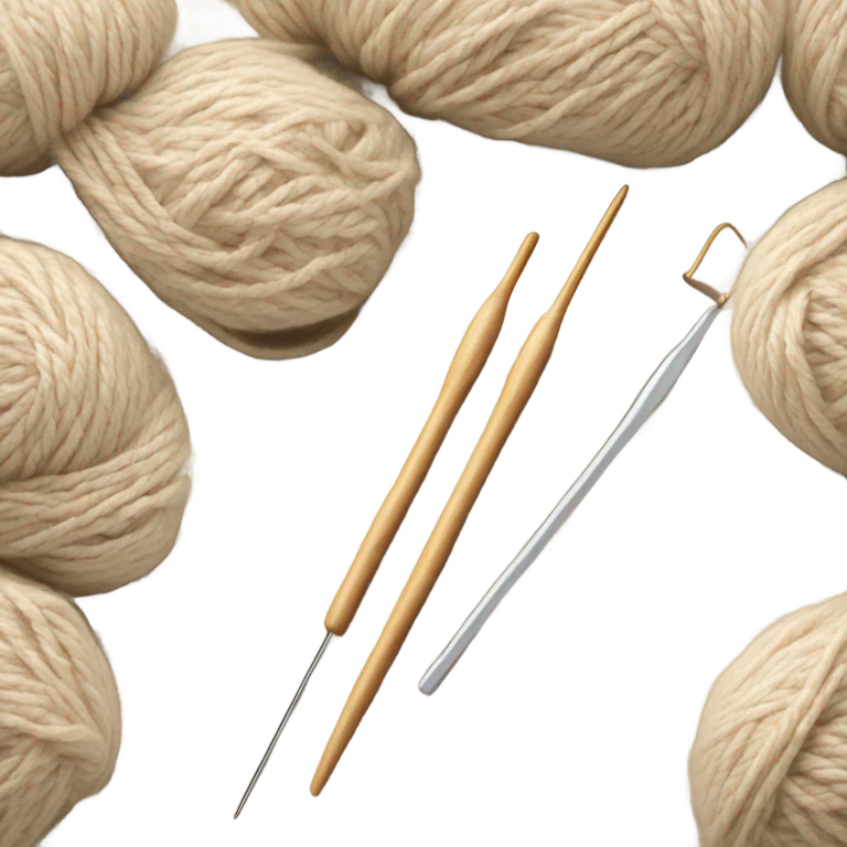 beige skein of yarn and knitting needles emoji