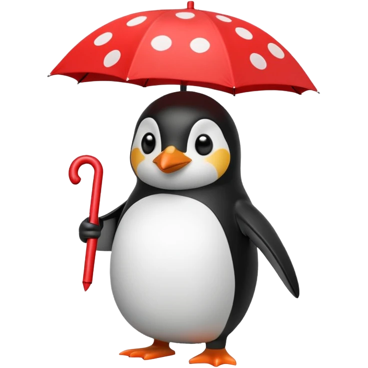 Penguin with red polka-dot umbrella emoji