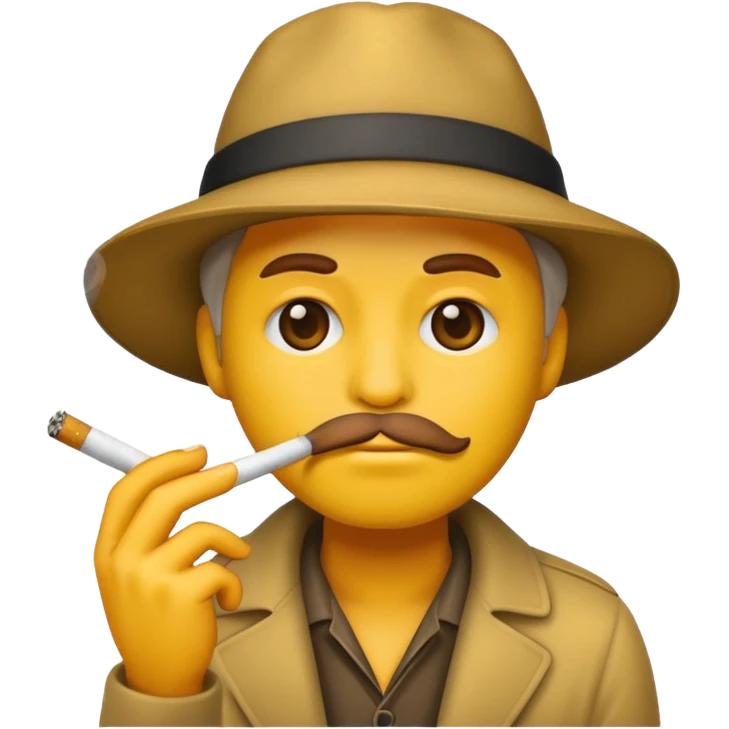 Haggard emoji face smoking a cigarette emoji