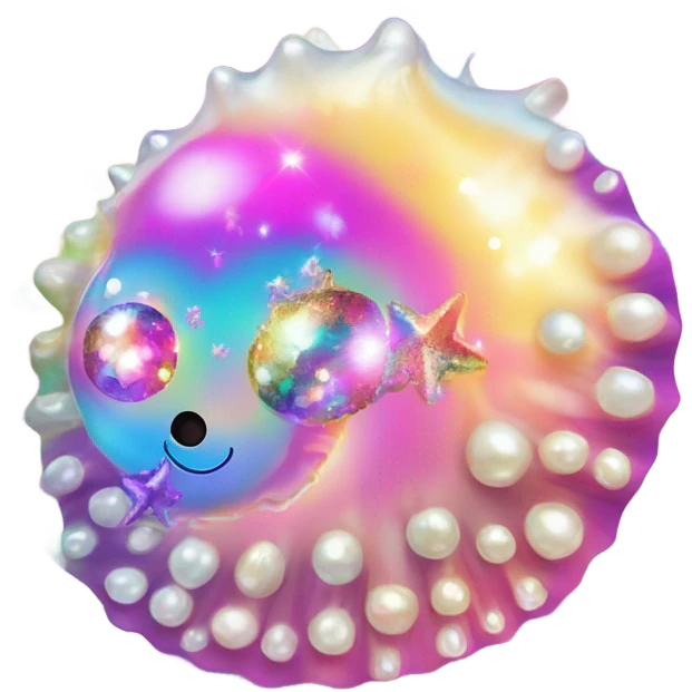 Lisa Frank sparkle sea shell with pearl ￼ emoji