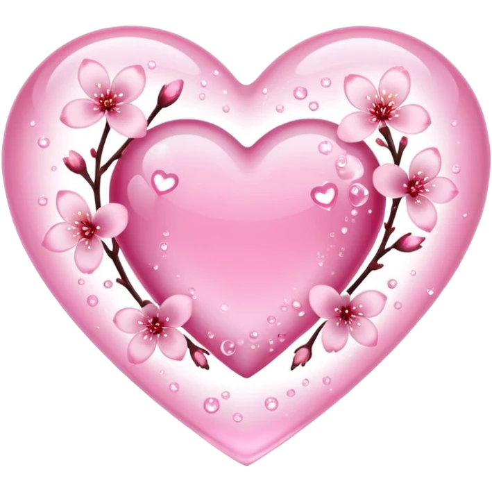 sakura heart with sparkling dew emoji