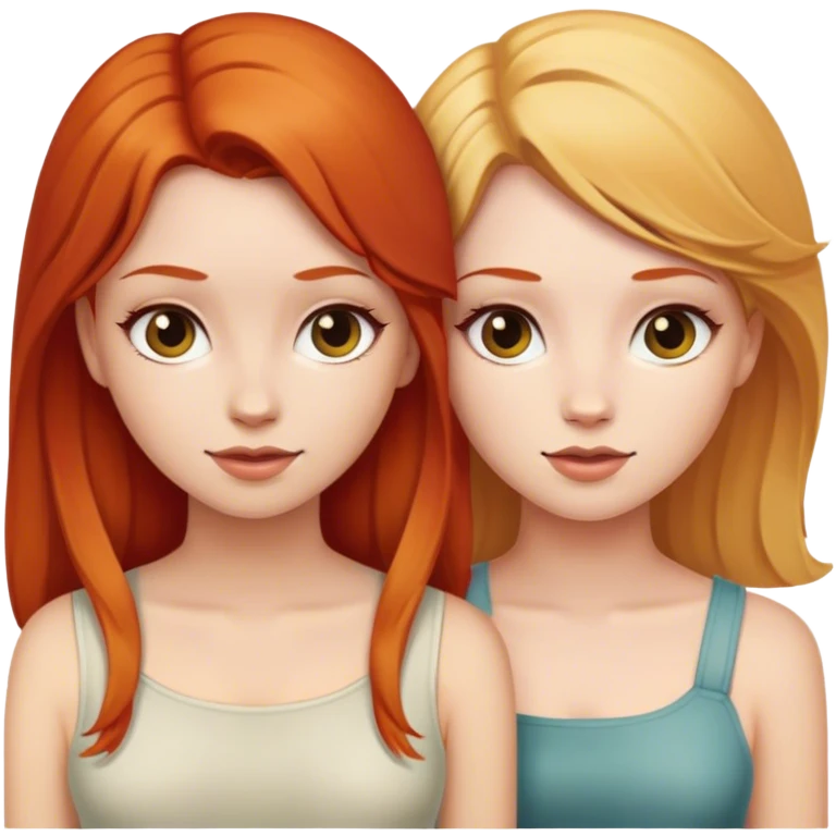 two girls blond girl and redhead girl emoji