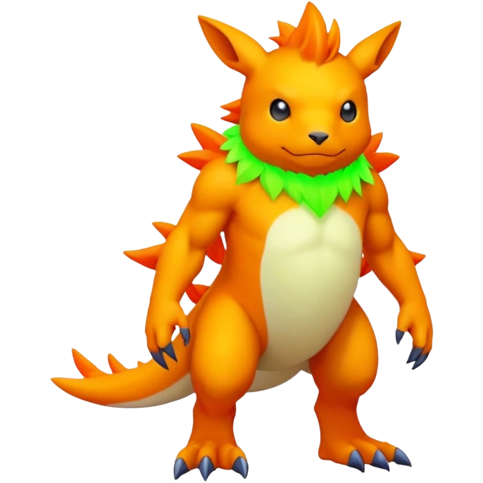  lush warm-colored neon-colored Digimon-Fionbri-creature (full body) emoji