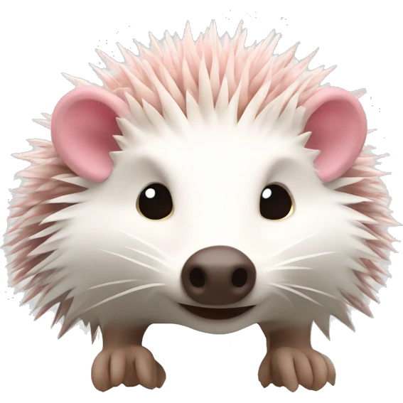 Hedgehog white creamy quills one pink ear one brown ear different colored ears emoji