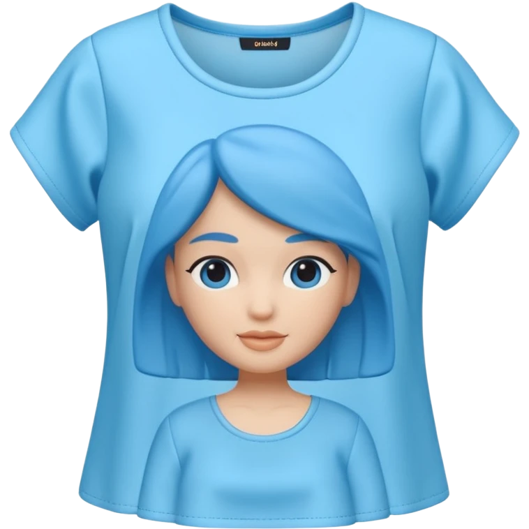 A 3D cartoon sky-blue women’s top with light fabric folds and soft shading, casual style, Memoji-style rendering. emoji