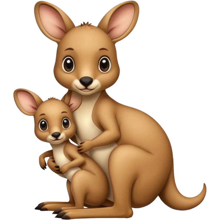 A kangaroo which has its baby kangaroo in its pouch(marsupium) emoji