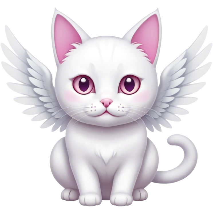 White cat-white wings-pink whiskers emoji