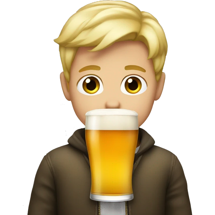 Blonde boy with a pint emoji