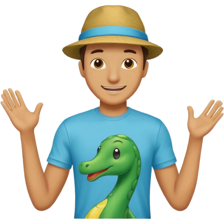A handsome guy looks bold and brash, wears a t shirt and has a hat emoji