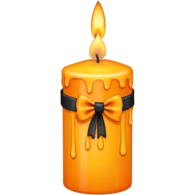 orange yellow candle, with black bow emoji