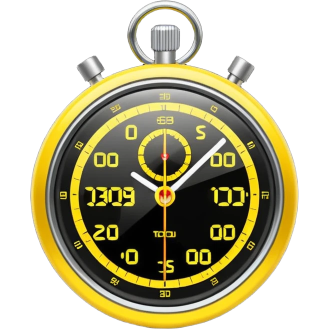 A futuristic stopwatch glowing yellow emoji