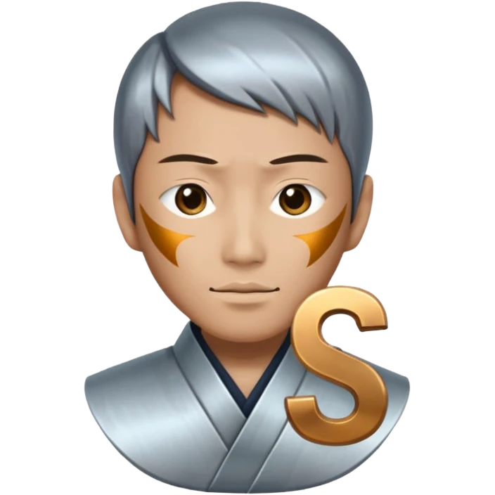 Generate a image combining a japanese guy and the letter "S", make it with correlating the lol's elos, starting from the Iron elo emoji
